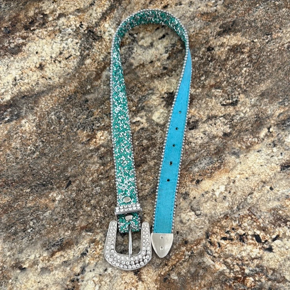 Shyanne Turquoise and Silver Rhinestone Belt